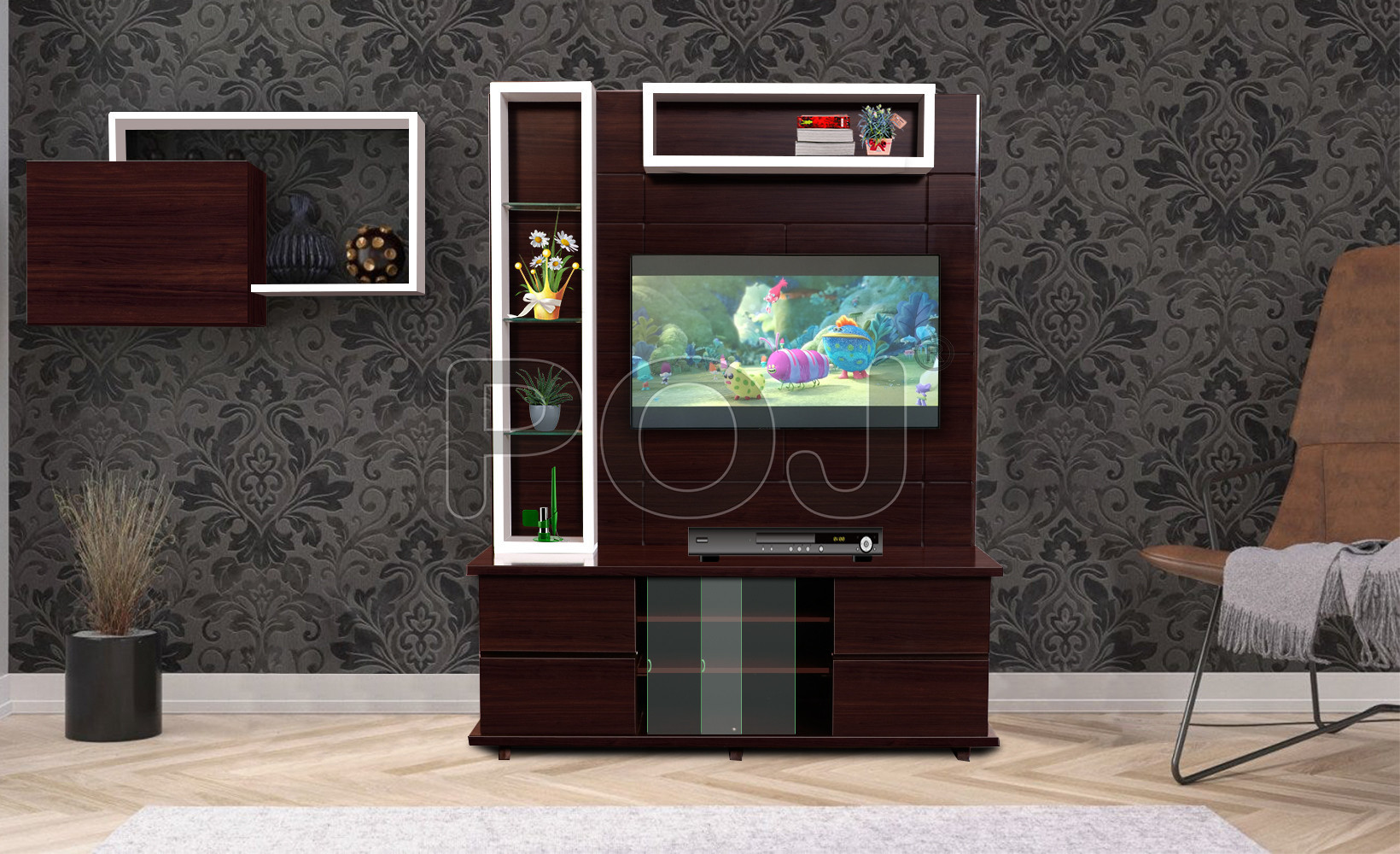 Jose Wall Unit With Storage Drawers & Shelves