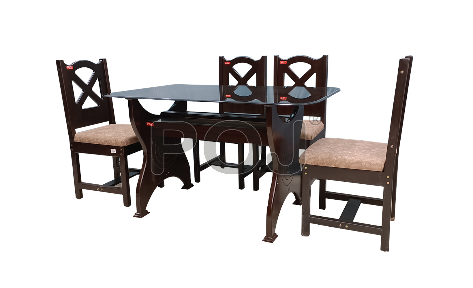 Miso 4 Seater Dining Table With Glass On Top
