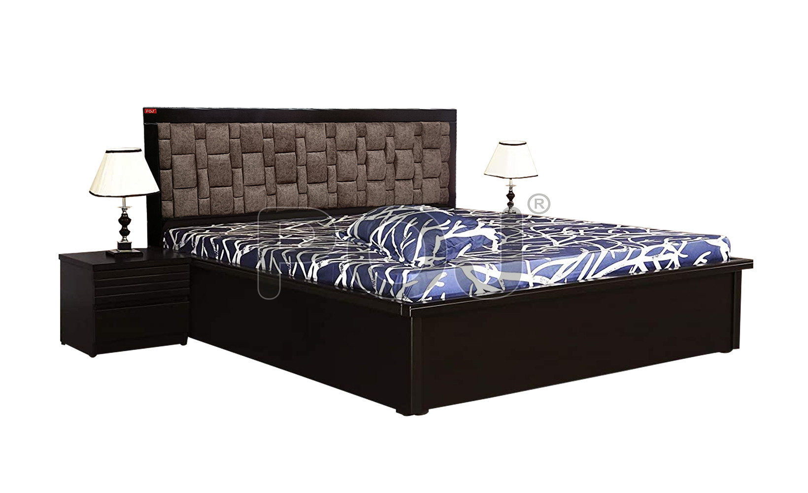 Skye Queen Size Bed With Cushioned Headboards And Storage Buy Online