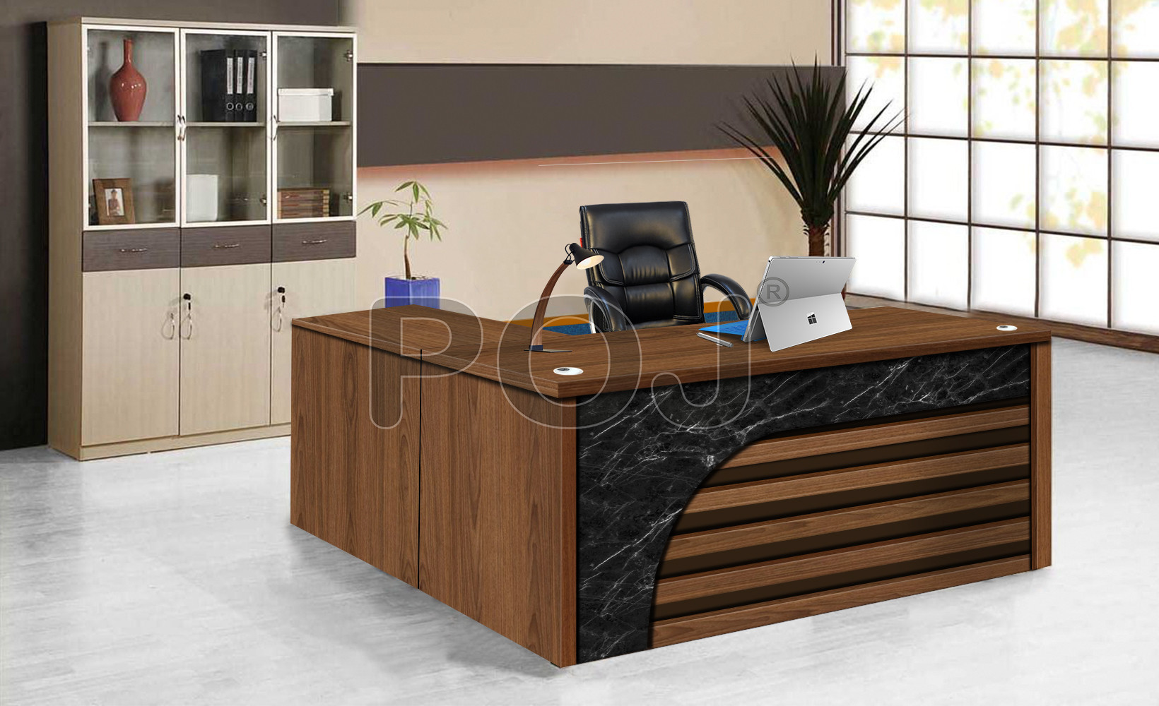 Office Table for Arlo Workstation | Superior Engineered Wood | Mahogany  Finish