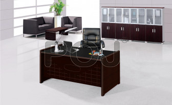 Lena Workspace Office Table With Glass on Top