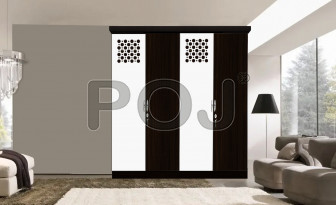 Cardno White 4 Door Wardrobe Made With High-Quality MDF Board