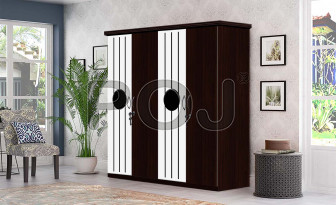 Bryndel 4 Door Wardrobe With 3D Design And PU Polish Making It Stain-Free