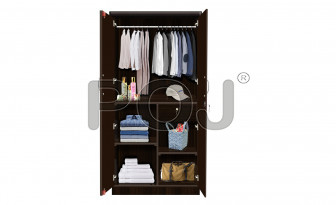 Bryndel 2 Door Wardrobe With 3D Design And PU Polish Making It Stain-Free