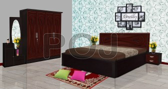 Paris Bedroom Set Package With 4 Door Storage Cabinet