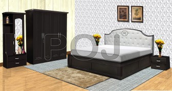 Jessic Complete Bedroom Set With King Size Bed In Wenge Color