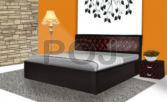 Aspen (RTA) Queen Size Bed Red Color 3D Design On Bed Head