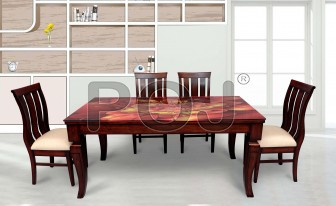 Dahlia Dining Table Set With Beautiful Designer Glass On Top