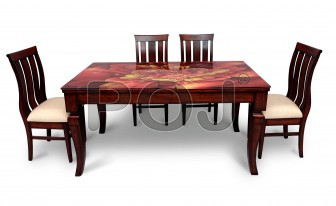 Dahlia Dining Table Set With Beautiful Designer Glass On Top