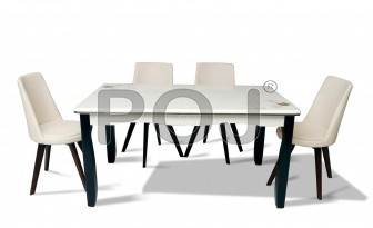 Bianco Glass Dining Table Set Made Of Wood