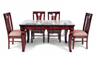 Leo Glass Dining Table With Shining PU Polished
