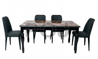 Dell Glass Dining Table Set With 3d Print Design On Table