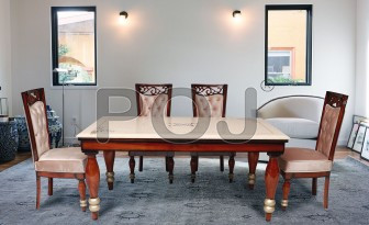 Alan Marble Dining Table Set Made Of Teak Wood