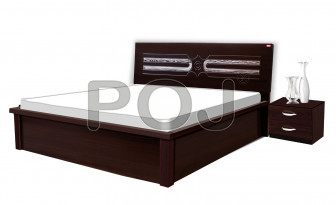 Javier Queen Size Bed With Full Hydraulic Storage In Walnut Finish.