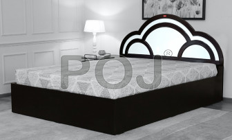 Yuko King Size Bed with Hydraulic Storage in Dark Wallnut Finish
