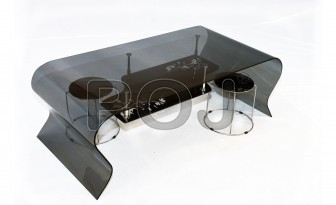 Abstract Centre Tables in Black Glass Finish