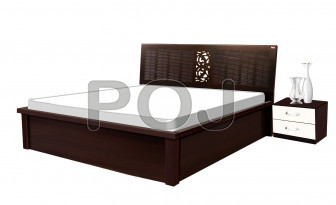 Sophia King Size Bed With Equipped With Two Hydraulic Lifts In Walnut Finish.