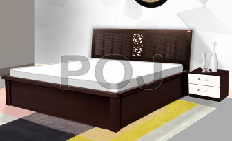 Sophia Queen Size Bed With Equipped With Two Hydraulic Lifts In Walnut Finish.