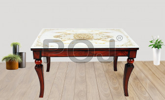 Theo Glass Dining Table With Print Design On Top