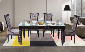 Leo 6 Seater Dining Table Set with Glass Top