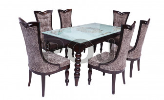 Leo 6 Seater Dining Table Set with Glass Top