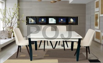 Bianco Glass Dining Table Set Made Of Wood