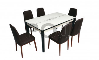 Julia 6 Seater Glass Dining Table And  Design With Deco Paint