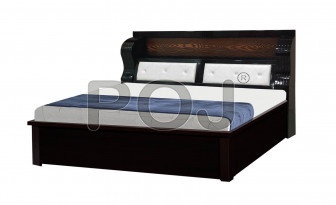 Ava Queen Size Bed With Full Hydraulic Storage In Walnut Finish