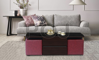 Reno Coffer Table With 4 Seating Cushioned Pouffes