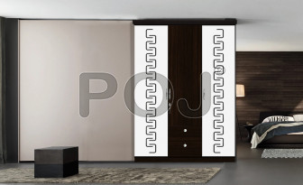 Alonja 3 Door Wardrobe With 3D Pattern, Separate Hanging Space With Lockable Drawers & Shelves