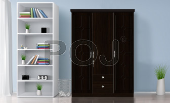 Wave 3 Door Wardrobe With Carved Designs On Door