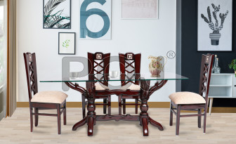 Milo Wooden And Glass Dining Table Set